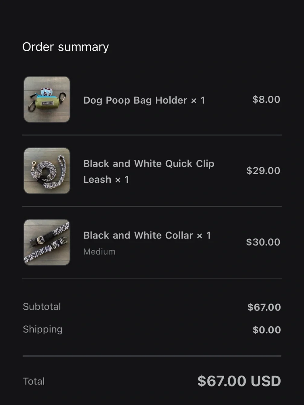 Wilderdog Collar and Leash Matching Set with Poop Bag Holder